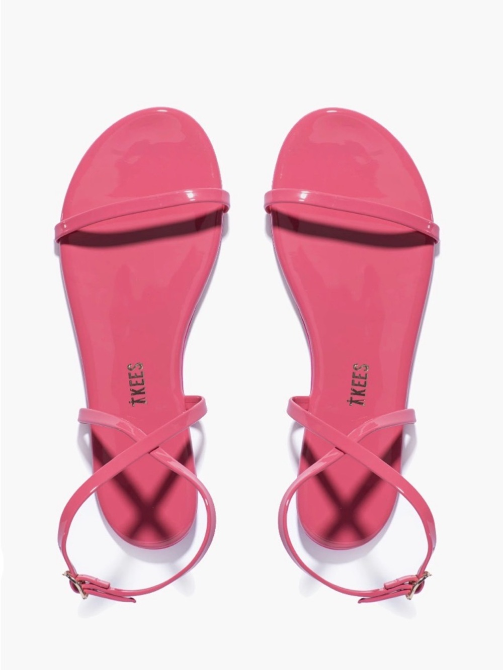 TKEES Bright Pink Cross-Strap Jelly Sandals